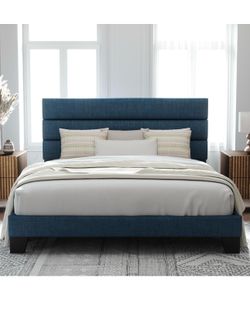 New king size bed frame  navy blue