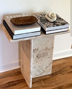 2 Turkish travertine stone side tables $299 for both CAN DELIVER!