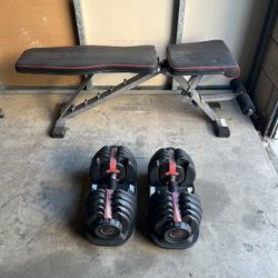 Dumbbell Adjustable Weights BowFlex 5-52.5lb with Weight Bench Press
