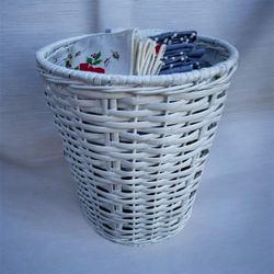 White Woven Waste basket