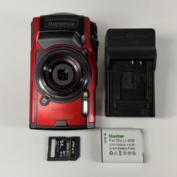 Olympus Tough TG-6 Red 12MP 4K Waterproof Digital Camera with GPS / Wi-Fi - WORK