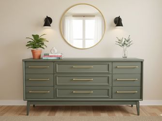 Mid-Century Modern 9-Drawer Dresser - delivery available H: 31in x L: 66in x D: 18in