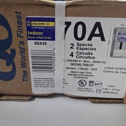 Square D QO 70 Amp 2 Spaces 4 Circuit Indoor Main Lug Load Center QO24L70SCP