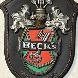 Vintage Beck’s Beer Shield Sign.