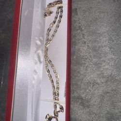 Real 10K Tri Color SOLID Gold Flat Anchor Valentino Chain Men Women 5MM