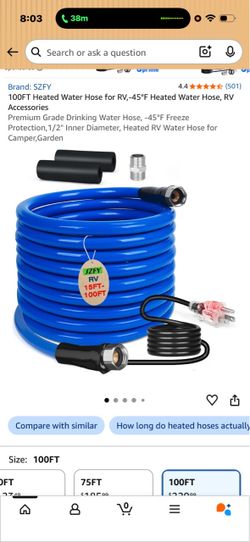 SZFY 100FT Heated RV Water Hose