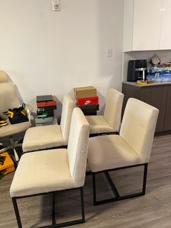 4 CREAM DINING CHAIRS