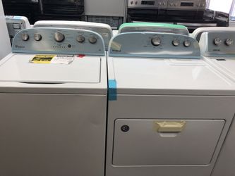 New scratch and dent whirlpool washer and dryer set. 1 year warranty