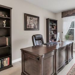 Quality Executive Desk With Beautiful Book Shelves And Fancy Executive Chair