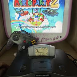 Nintendo 64+Mario party 2+control +cables