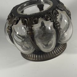 vintage gothic caged glass candle holder,bowl,dish, vase