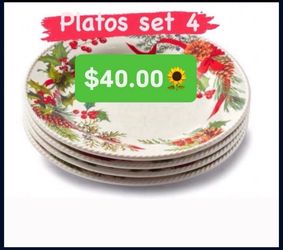 Set de 4 Plato’s  Para Ensaladas Postres Línea Marbella $40.00 Especial Princess House Ventas Finales