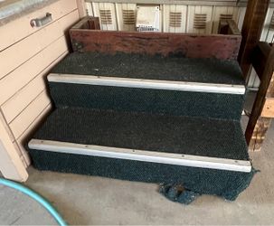 Carpeted Wooden Steps for RV or Hot Tub