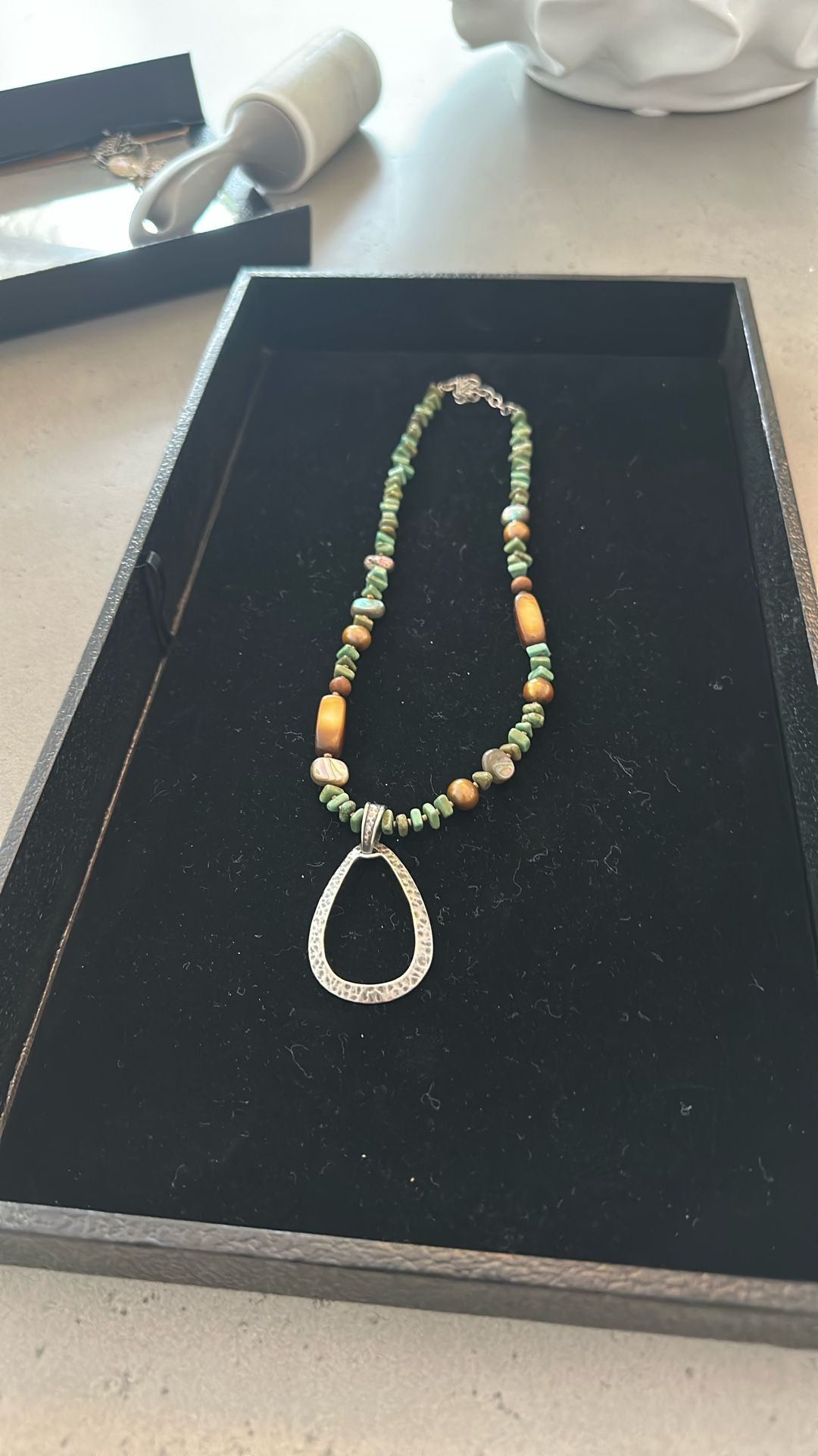 Silpada Turquoise Beaded Necklace With Silver Pendant