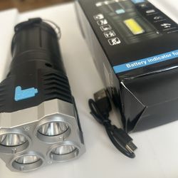 High Power LED Flashlights Camping Torch With 4 Lamp Beads And COB Side Light Rechargeable Portable Hand Lantern 4 Lighting Mode