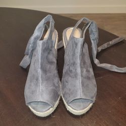Gray Suede Wedge Sandals 
