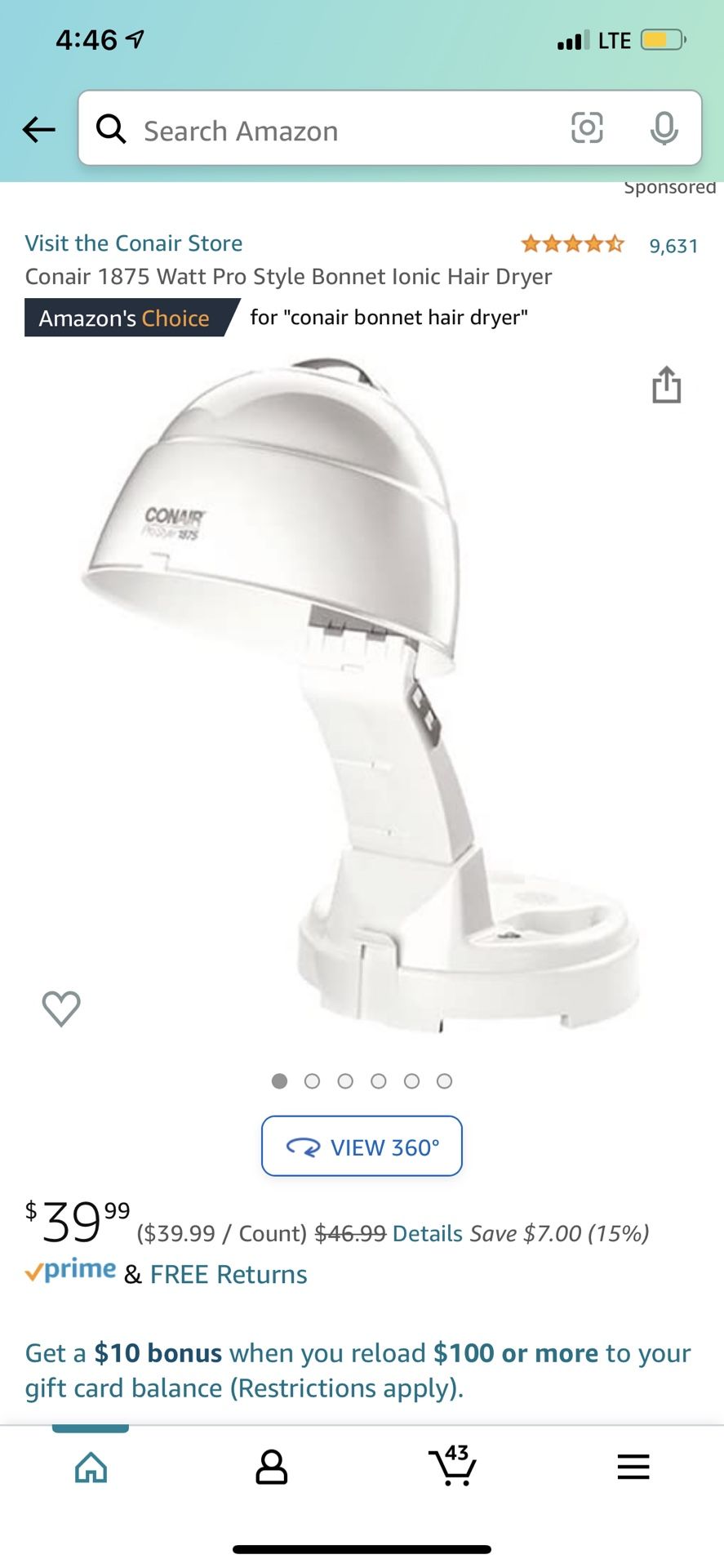 Conair Bonnet Hairdryer