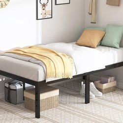 Twin Bed Frame - 18 in Sturdy Platform Bed Frame Twin Size, Heavy Duty Metal Bed Frame No Box Spring Needed, Quick & Easy Assembly, Black