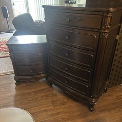 Wood Dresser And Nightstand (pair)