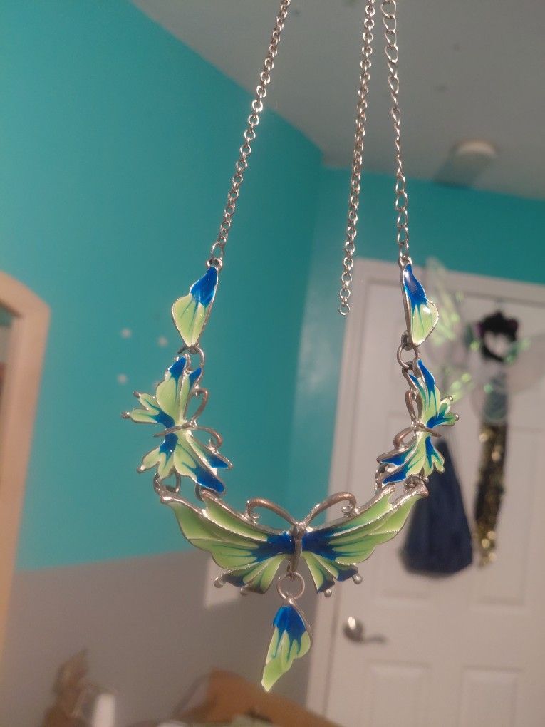 Green And Blue Butterfly Choker