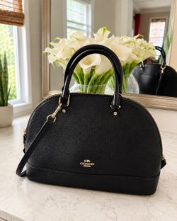COACH Black Crossgrain Leather Sierra Satchel Like New