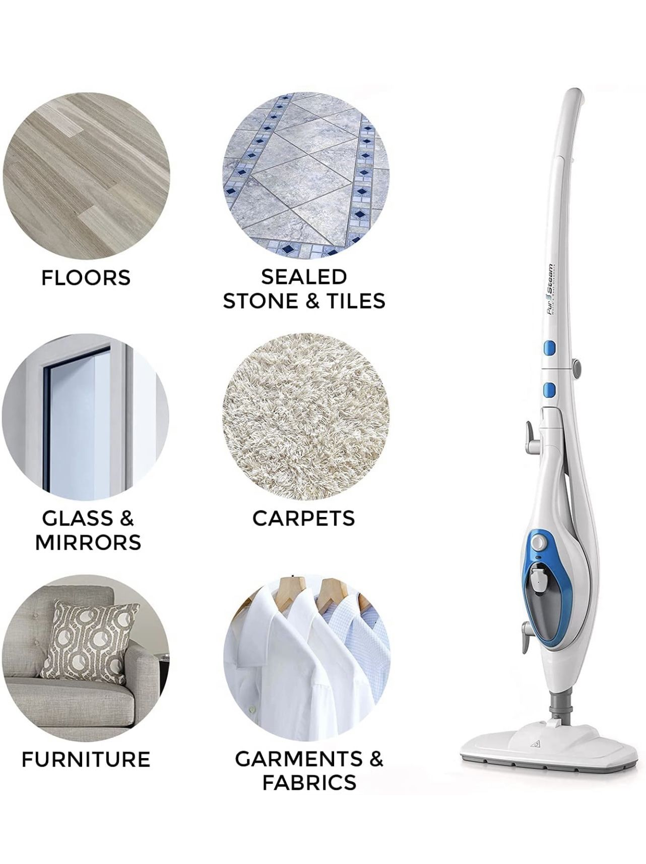 New PurSteam Steam Mop Cleaner 10-in-1 with Convenient Detachable Handheld Unit