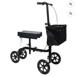 Equate Folding Knee Walker with Storage Bag, Crutch Alternative for Adults and Seniors
