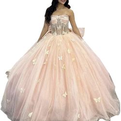 Quinceañera Dress Mariposas Y Corona 