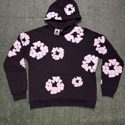 Black denim tear Hoodie size Large