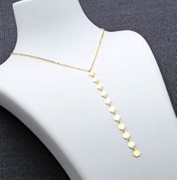 14K Yellow Gold Y-Style Necklace with Multi-Disc Drop