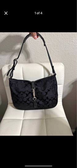 Vintage Black Monogram Shoulder Bag - Y2K Hobo Style