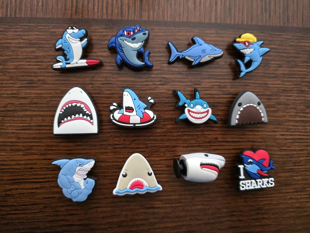 Lot Of 12 Shark Shoe Charms 