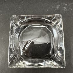 Vintage Art Deco Square Clear Glass Individual Ashtray 3.5" x 3.5"