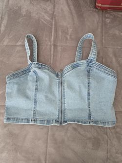 Light Blue Jean Crop Top