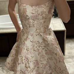 Macys Light Pink Floral And White Dress 