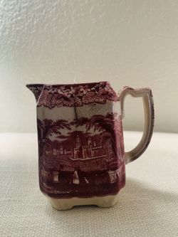 1940s Masons Vista Square Creamer Masons Vista Pink Ironstone Cream Pitcher