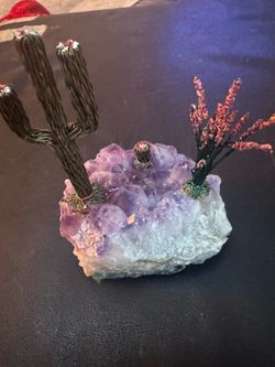 Cactus on real amethyst