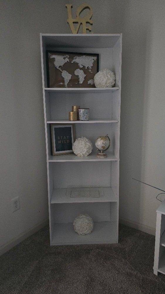 5-Shelf Bookcase with Adjustable Shelves, White