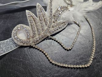 Never worn feather and rhinestone headband for costume, parties, etc.