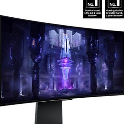 Samsung - 34" Odyssey QD-OLED G8 Curved Ultra-WQHD 175Hz FreeSync Prem Pro and G-Sync Compatible Smart Glare Free Gaming Monitor - Silver. Comes with 