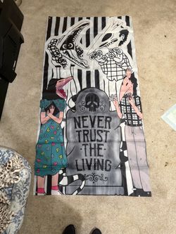 Beetlejuice "Never Trust the Living" Fabric Banner