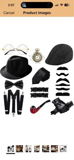 1920s Mens Costume Accessories Vintage Pocket Watch Manhattan Fedora Hats Ties Armbands Roaring 20s Costumes Harlem Nights Outfits Gangster Accessorie