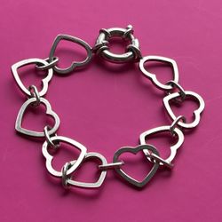 Silver Heart Link Bracelet 