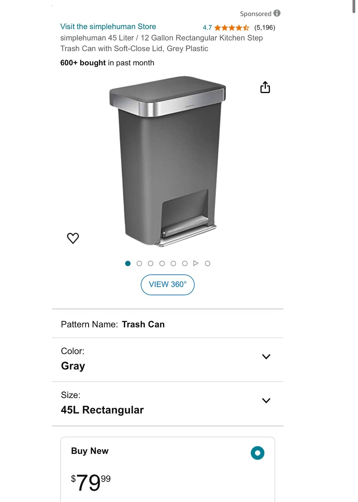Simplehuman Trash Bin Trashcan