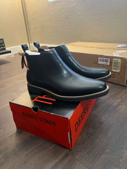 Deer Stags Black Chelsea Boots with Box