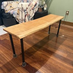 Hand Made Live Edge Wooden Bench 