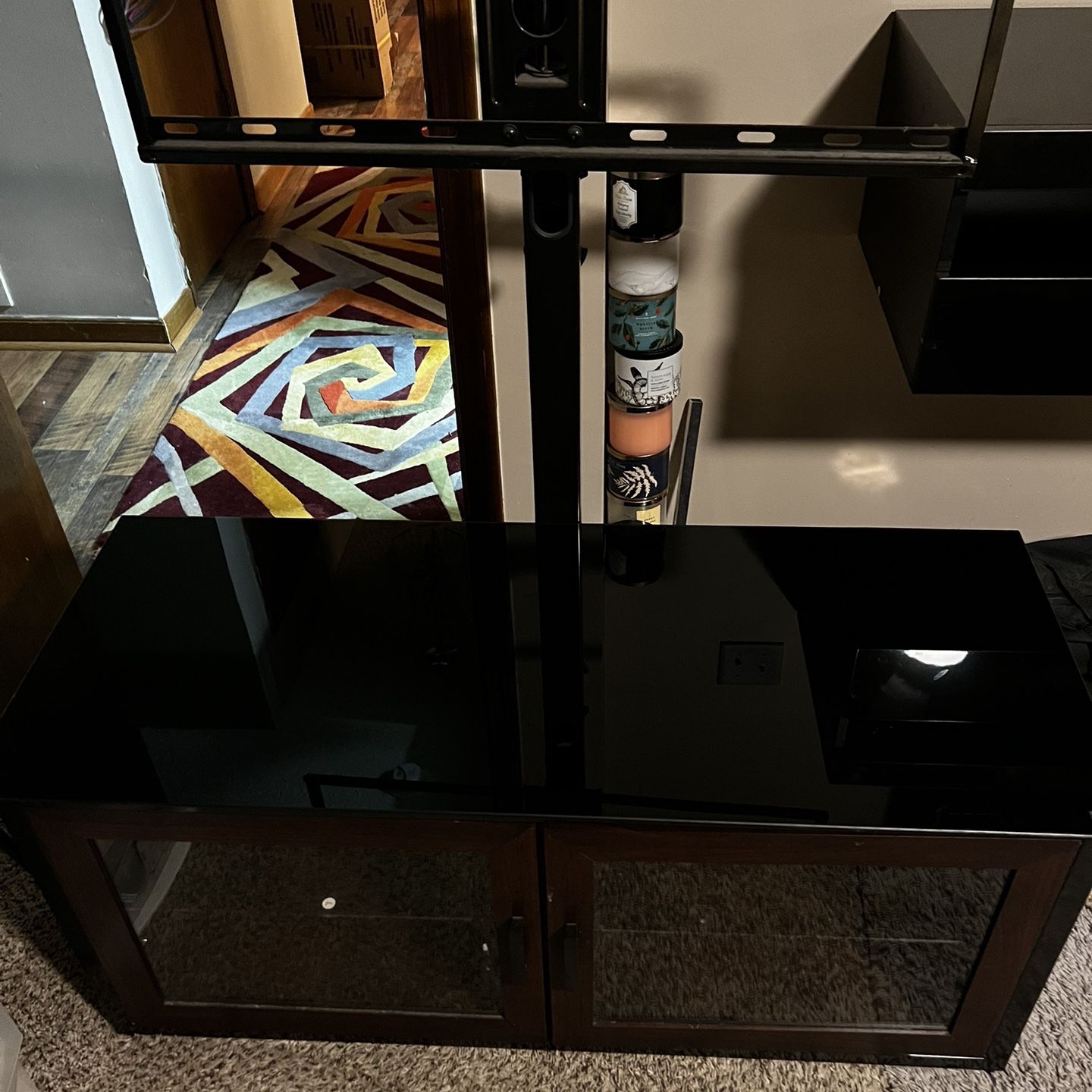Swivel Tv Stand Glass and Wood 