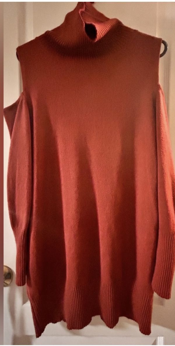 Love Token Red Cowl Cold Shoulder Sweater