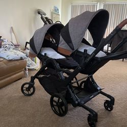 Contours Curve V2 Double Tandem Stroller, Black Herringbone, Unisex