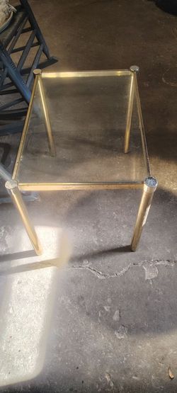 Gold Tone Metal and Glass Side Table